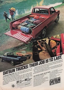 Anuncio impreso vintage 1979 Datsun Trucks cabina King Li'L Hustler plataforma elástica trabajo último - Imagen 1 de 2