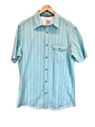 North Coast Men?s Turquoise Stripe Short Sleeve Shirt, Size Medium M&S