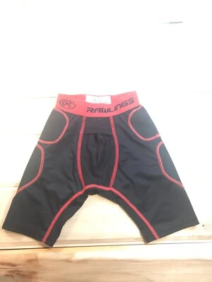 Rawlings Baseball Boys Padded Sliding Shorts Youth Medium Black Red Compression - Image 1 of 4
