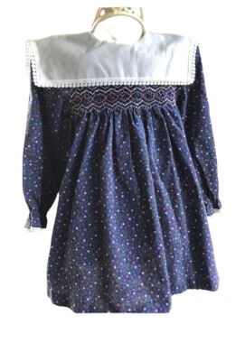 Usado en Excelente Condición Vestido Polly Flinders Niñas 4T 4 Azul Ditsy Floral Calado Gratis S/H De Foto 1 de 3