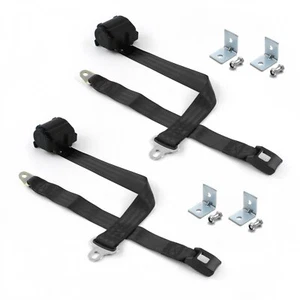 Jeep Cherokee 1974 - 1983 Standard 2pt Black Retractable Bucket Seat Belt Kit w/ - Picture 1 of 1