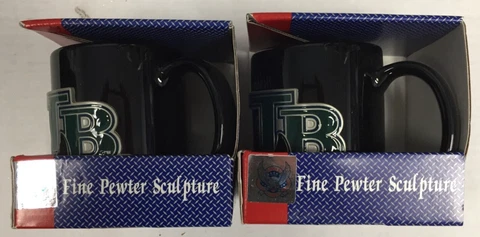 Tampa Bay Rays MLB 11oz. Ceramic Coffee Mug Pewter Emblem Set of 2 Cover