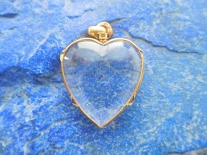 French 1900 Victorian Edwardian 18K Gold Crystal Glass Heart Dual Photo Locket💙 - Picture 1 of 12