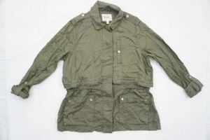 JESSICA SIMPSON USED WOMEN L MILITARY/ARMY GREEN LYOCELL JACKET/PARKA/ZIPPERS - Picture 1 of 7