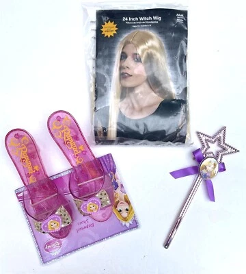 Rapunzel Dress-Up Play Costume Accessories ~ 24" Long Wig, High-Heel Shoes, Wand - Image 1 of 4