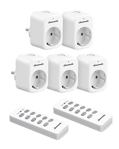 DEWENWILS Funksteckdosen mit Fernbedienung, 10A 2300W, Plug-In Ein/Aus Funk-Wand - Bild 1 von 19