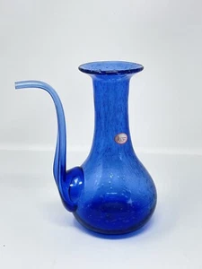 La Verrerie de Biot Frankreich mundgeblasene Blase Glaskaraffe Karaffe blau Handarbeit 9 Zoll - Bild 1 von 8