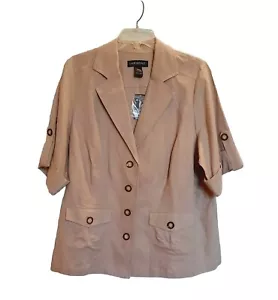 Lane Bryant Tan Beige Linen Blend Short Sleeve Blazer Jacket Plus Size 18/20 NEW - Picture 1 of 4