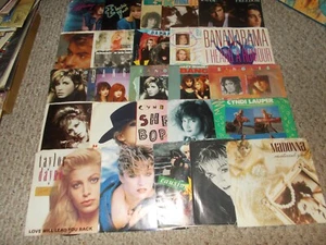 LOT OF 50 80S POP 45S MADONNA, CYNDI LAUPER, MARKITA, WHAM, BANGLES, BANARAMA - Picture 1 of 2