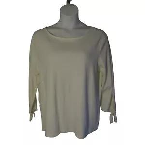 Talbots 2X Camicia in maglia panna bianco sporco cravatta decorativa alle maniche - Foto 1 di 3