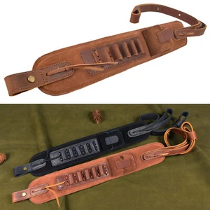 Cinghia porta munizioni in pelle scamosciata imbracatura fucile caccia pistola.357 .45/70 .22MAG 12GA - Foto 1 di 96