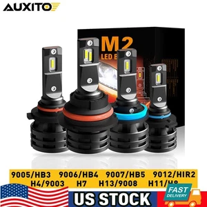AUXITO H11 9012 9006 9005 LED Headlight High Low Beam Bulb White Fog Light J - Picture 1 of 35