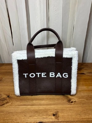 Tote Bag Brown Leather & White Sherpa - Image 1 of 4