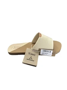 NEU! Toms Sandalen Pantoletten Damengröße 10 hellbraun elfenbeinfarben erdweise gut zu tragen flach SCHÖN! - Bild 1 von 11