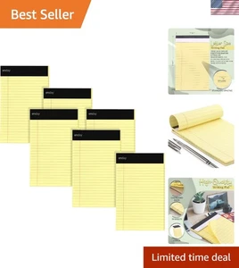 Almohadilla de escritura vibrante amarilla canaria con reglas legales - 5" x 8", 6 paquetes de 50 hojas - Imagen 1 de 9