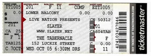 Slayer 10/5/16 Atlanta GA El Tabernáculo ¡Boleto raro! - Imagen 1 de 1