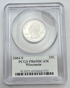 2004 S Washington Quarter - PCGS Graded PR69DCAM - 25C -25 Cent Coin - Wisconsin - Picture 1 of 2