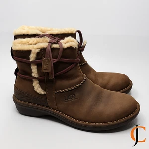 Botín al tobillo UGG para mujer Cove 5136 de cuero marrón tostado forrado de piel de oveja talla 9 EE. UU. - Imagen 1 de 9