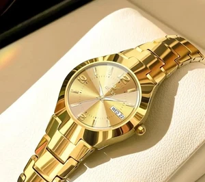 OLEVS Women's Gold Stainless Steel Watch | Day Date Analog MLA-T0010B - Picture 1 of 5