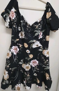 Abito donna nero fringuello floreale nuovo City Chic taglia 18 - Foto 1 di 5