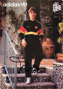Olaf Thon Autogrammkarte DFB Trikot Adidas 80er Jahre Vintage Sammler - Bild 1 von 2