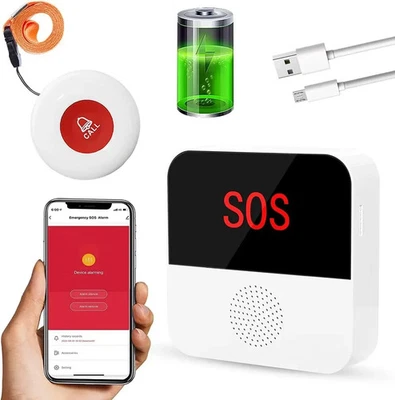 WiFi Smart Wireless Caregiver Pager Panic Alarm Rechargeable Call Button Linked - Image 1 of 4