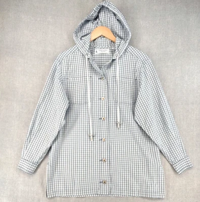 Marsh Landing Petite Essentials Lightweight Hooded Jacket Women PM Blue Plaid - Image 1 of 4