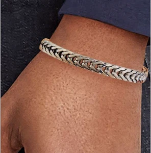 $1140 Mens EFFY ENY Sterling Silver Franco Chain Link Bracelet - Picture 1 of 1