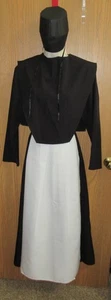 HANDMADE AMISH BLACK Plain cape dress 2 aprons bonnet costume pullover b42" w35" - Picture 1 of 9