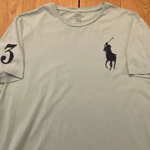 Polo Ralph Lauren Shirt Mens Size L Aqua Blue Green BIG Pony 3 Embroidered - Picture 1 of 7