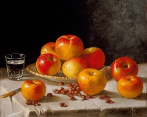 Apples and Chestnuts 24 x 30 in Rolled Canvas Art Print | Fruit Oil Painting - Picture 1 of 2