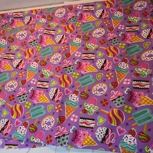 Cupcake vintage anni 60/70 tessuto cotone testurizzato rosa gelato 45 pollici 2YD 6" - Foto 1 di 5
