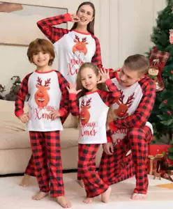 FestiveWear Family Christmas Set Pajamas Letters Cartoon Plaid Two Piece - Picture 1 of 116