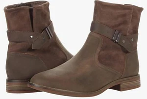 Clarks Damen dunkel taupe Leder halbhohe Stiefel-Camzin Riemen Größe 9M TINI $ 120 {&} - Bild 1 von 5