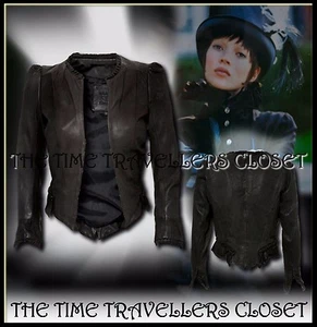 KATE MOSS TOPSHOP CHARCOAL BLACK VINTAGE 20s VICTORIAN LEATHER JACKET UK 6 34 2 - Picture 1 of 7