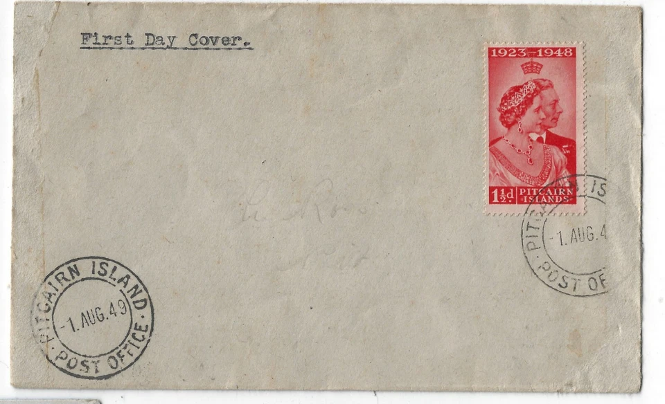 Pitcairn Islands First Day Cover 8-1-1949 Silver Wedding Issue - Image 1 of 2