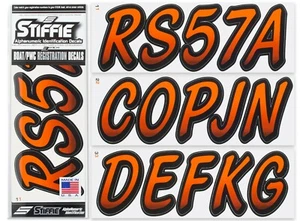 STIFFIE Whipline WL90 Boat PWC Numbers Decal Registration SEADOO ORANGE BLACK - Picture 1 of 9