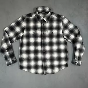 Chaps by Ralph Lauren Mens Large Black Plaid Button Up Shacket Flannel Shirt - Picture 1 of 13