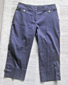 Ruby Rd Pants Women 10P Navy Blue Straight Stretch Dressy Preppy Ankle Capri - Picture 1 of 4