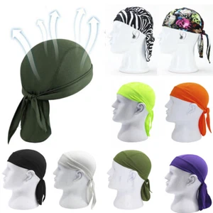 Sweat Wicking Beanie Hat Doo Rag Helmet Liner Skull Cap Summer Cooling Head Wrap - Picture 1 of 43