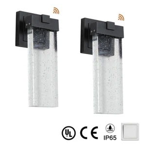 2 Pack Black Modern Crystal Wall Outdoor Light Dusk to Dawn Sensor LED Fixture - Picture 1 of 12