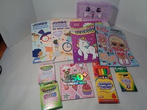 CUSTOM CREATIVE GIFT ITEMS FOR YOUNG GIRLS-4 COLORING BOOKS,STICKERS,CRAYONS,ETC - Picture 1 of 9