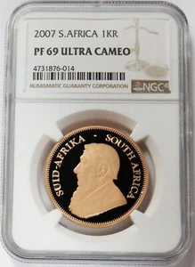 2007 GOLD SOUTH AFRICA 1oz KRUGERRAND NGC PROOF 69 ULTRA CAMEO 3,400 MINTED - Picture 1 of 2
