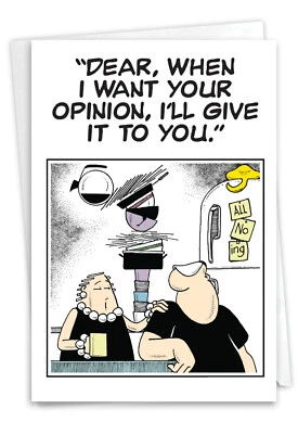 1 Tarjeta de Felicitación Aniversario Divertida - Esposo, Esposa - Quiere Tu Opinión - Hecha en Estados Unidos Foto 1 de 4