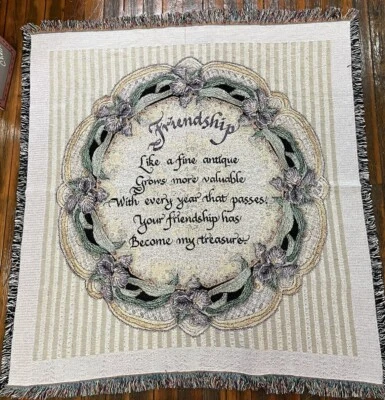 Friendship Like a Fine Antique Iris Flowers IRREG Jacquard Woven Throw Blanket - Image 1 of 4
