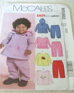 2009 McCall's Muster M5962 Kleinkinder Hoodies Tops & Hosen Größe (NB-L) ungeschnitten - Bild 1 von 6