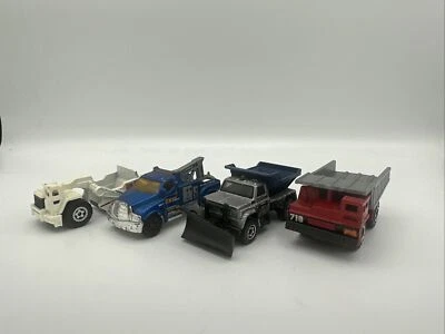 MATCHBOX TOW TRUCK WRECKER, Scraper, Plow, Dump Truck Lot Of 4 1:64 DIECAST - Image 1 of 4