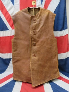 1940 WWII British Army Military Leather Jerkin, Waistcoat Despatch Rider Size 2 - Picture 1 of 12