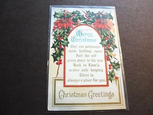Feliz Navidad, Saludos de Navidad, Paz y Buena Voluntad - Postal de 1900. - Imagen 1 de 5