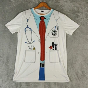 Camicia Mondo Divertente Uomo 2XL Bianca Stampa Dottore Manica Corta - Foto 1 di 6